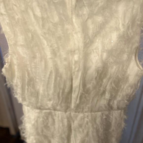 Lapis‎ Cream soft Sheath Dress Sleeveless Crew Neck with fringe/ tulle de… - Picture 6 of 6